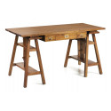 3 Drawer Wooden Desk Bronze Brown 152x70x78cm