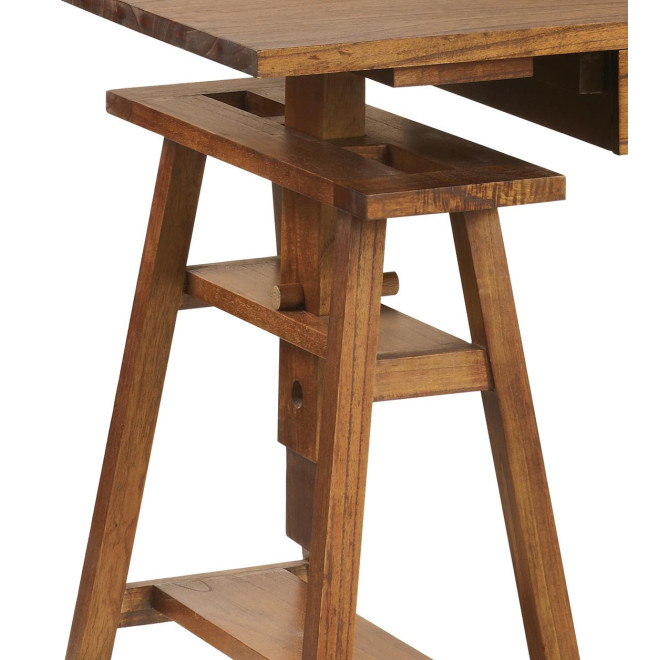 Bureau 3 Tiroirs Bois Bronze Marron 152x70x78cm
