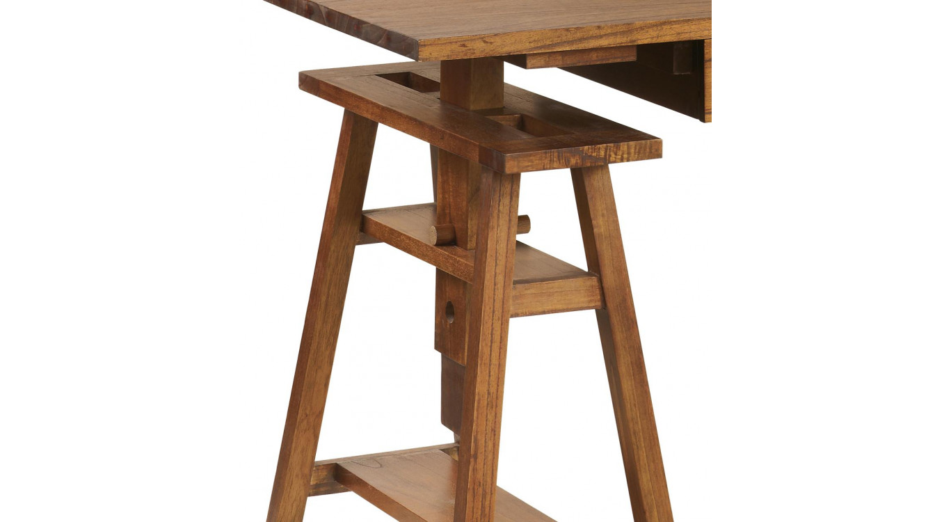 Bureau 3 Tiroirs Bois Bronze Marron 152x70x78cm