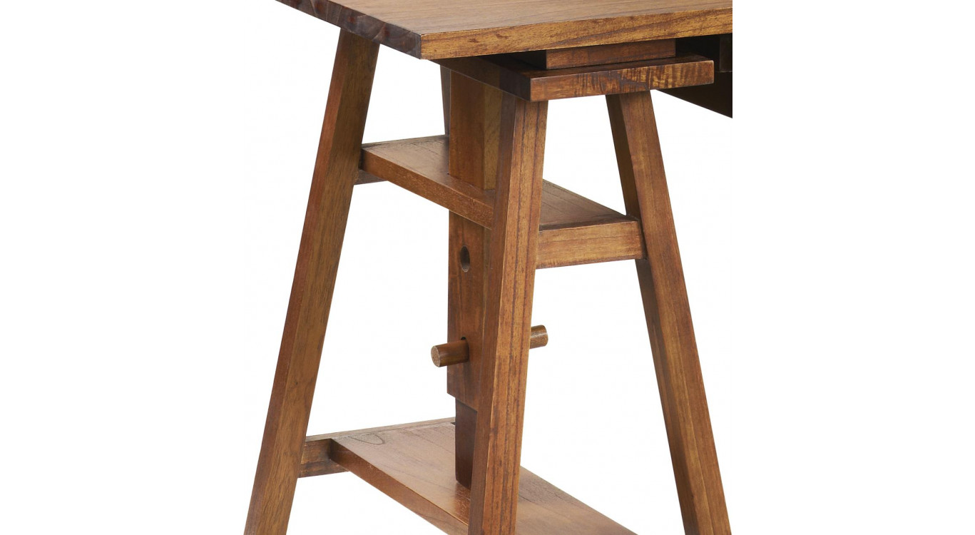 Bureau 3 Tiroirs Bois Bronze Marron 152x70x78cm