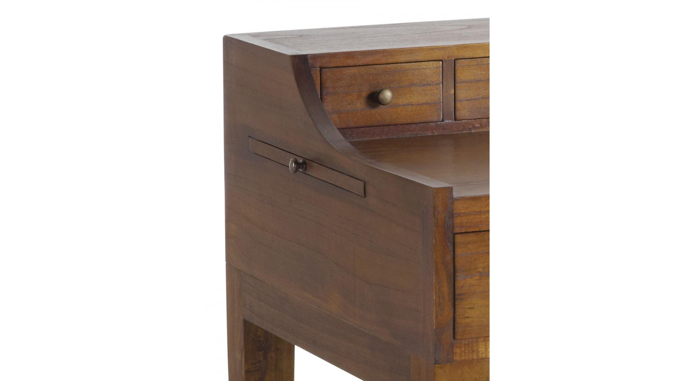 Bureau 6 Tiroirs Bois Bronze Marron 125x70x78cm
