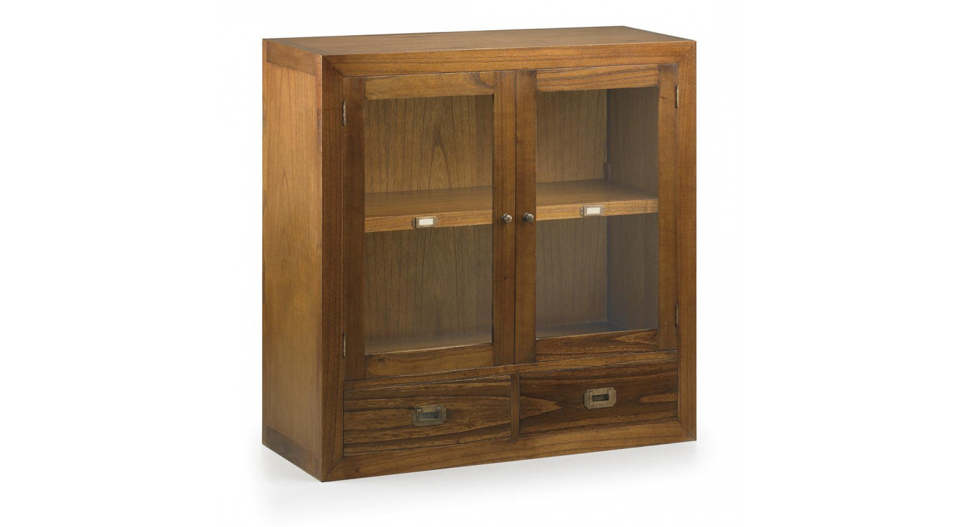 Geschirrschrank mit 2 Schubladen Holz Bronze Braun 90x35x90cm