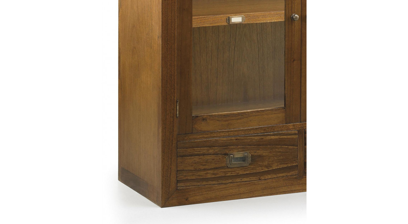 Vaisselier 2 Tiroirs Bois Bronze Marron 90x35x90cm