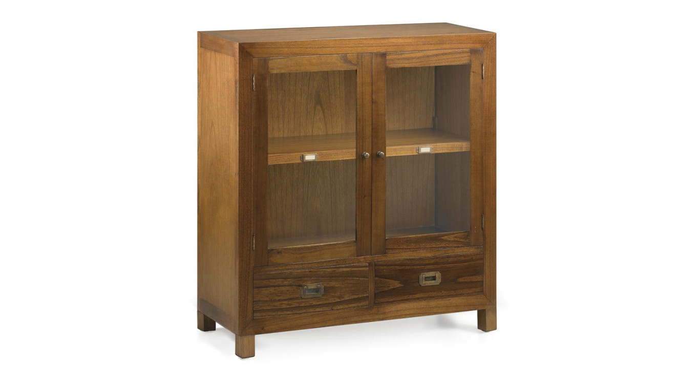 Vaisselier 2 Tiroirs Bois Bronze Marron 90x35x90cm