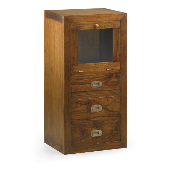 Chiffonnier 3 Tiroirs Bois Bronze Marron 45x35x90cm