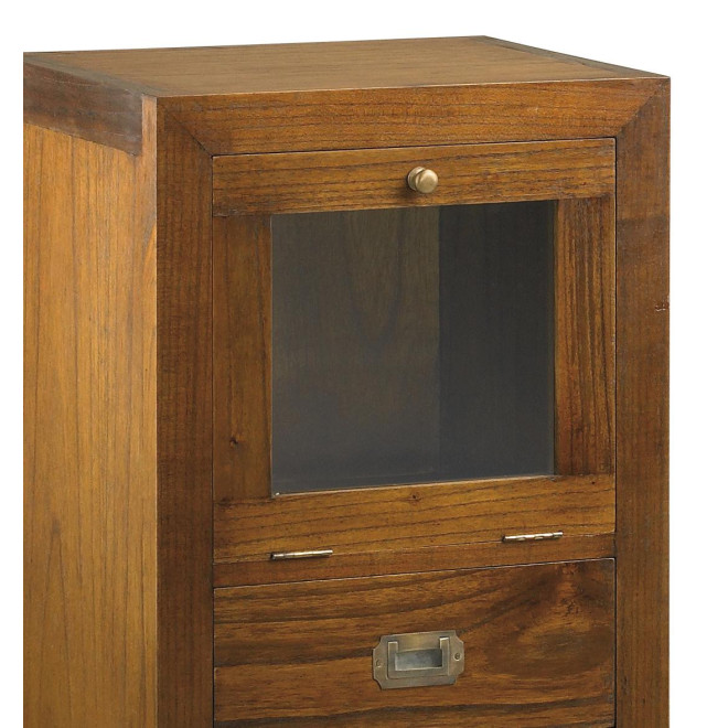Chiffonnier 3 Tiroirs Bois Bronze Marron 45x35x90cm