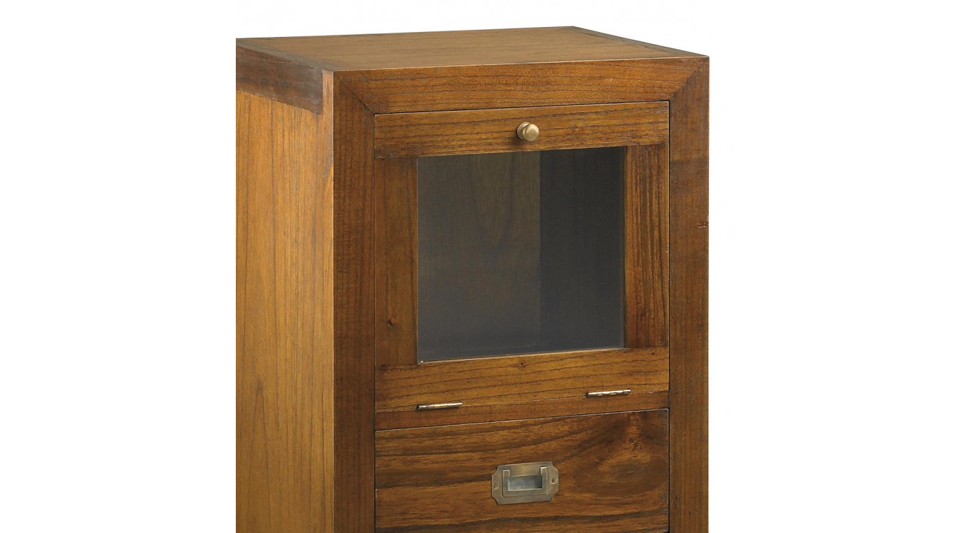 Chiffonnier 3 Tiroirs Bois Bronze Marron 45x35x90cm