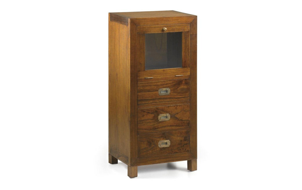 Chiffonnier 3 Tiroirs Bois Bronze Marron 45x35x90cm