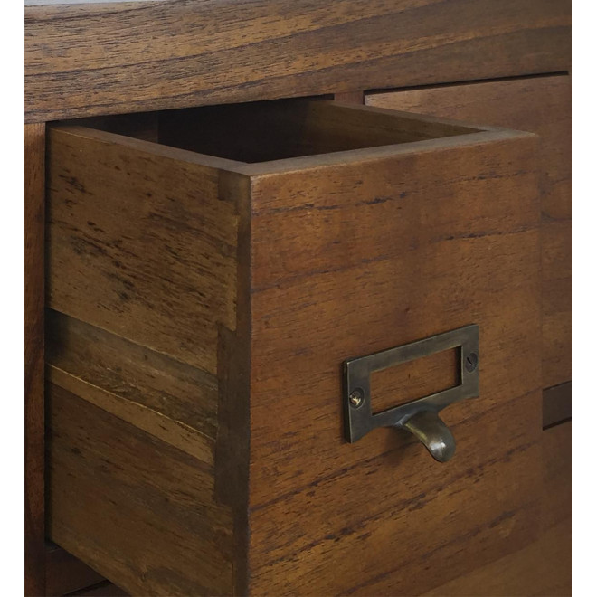 Kommode 14 Schubladen Holz Bronze Braun 90x35x90cm