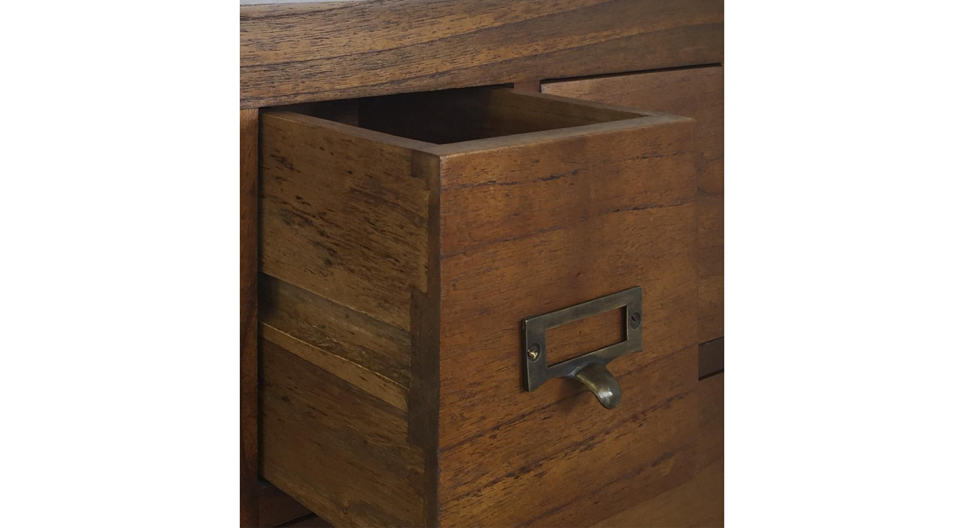 Kommode 14 Schubladen Holz Bronze Braun 90x35x90cm