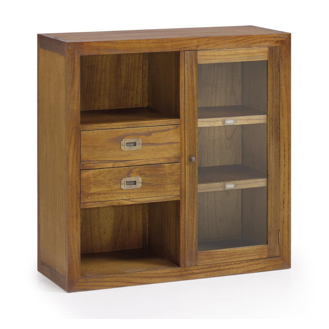 Vaisselier 2 Tiroirs Bois Bronze Marron 90x35x90cm