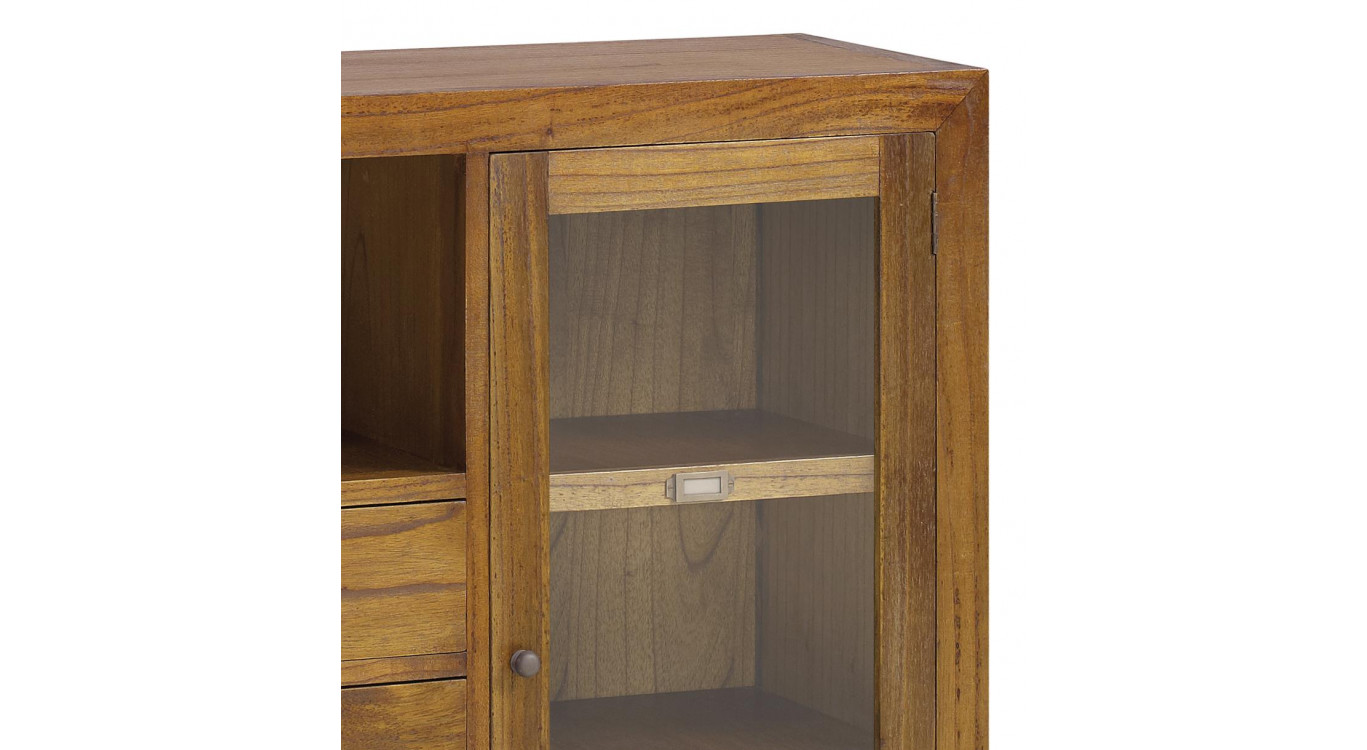 Vaisselier 2 Tiroirs Bois Bronze Marron 90x35x90cm