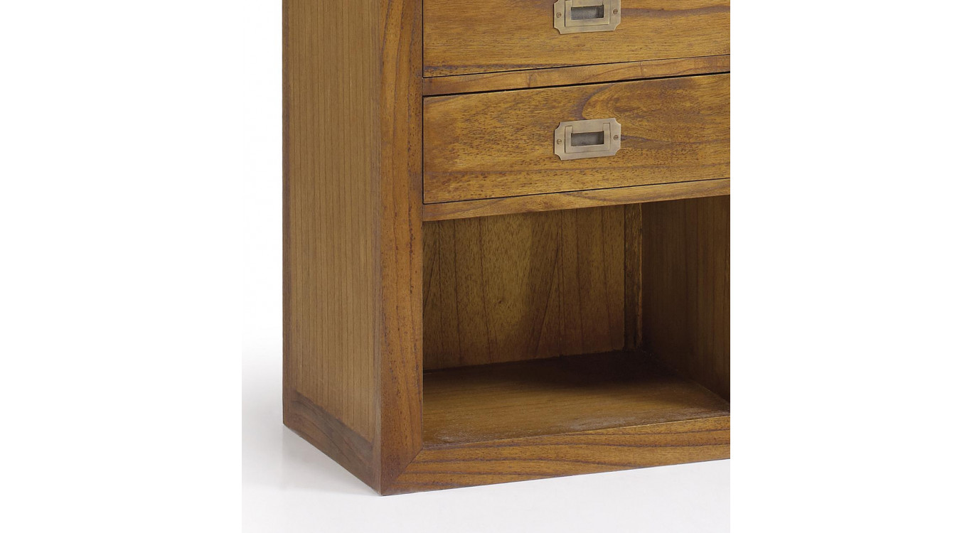 Vaisselier 2 Tiroirs Bois Bronze Marron 90x35x90cm