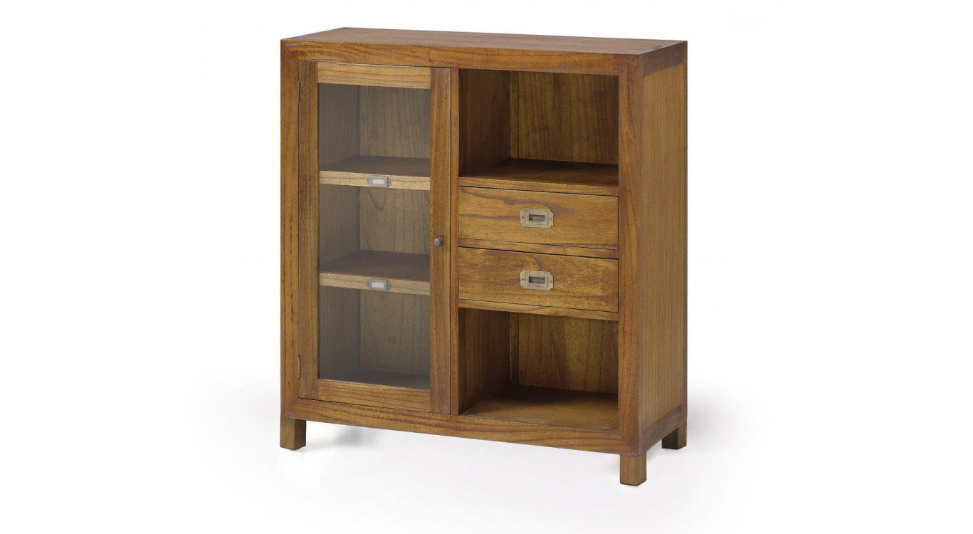 Vaisselier 2 Tiroirs Bois Bronze Marron 90x35x90cm