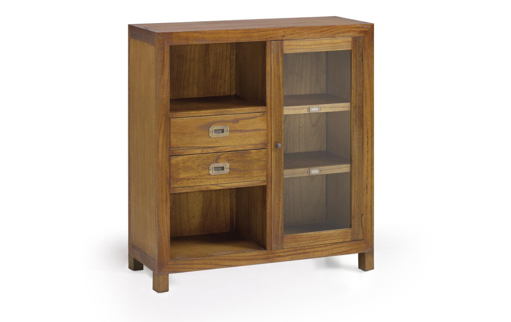 Vaisselier 2 Tiroirs Bois Bronze Marron 90x35x90cm