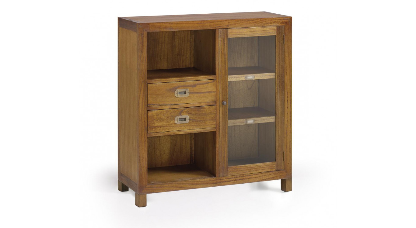 Vaisselier 2 Tiroirs Bois Bronze Marron 90x35x90cm