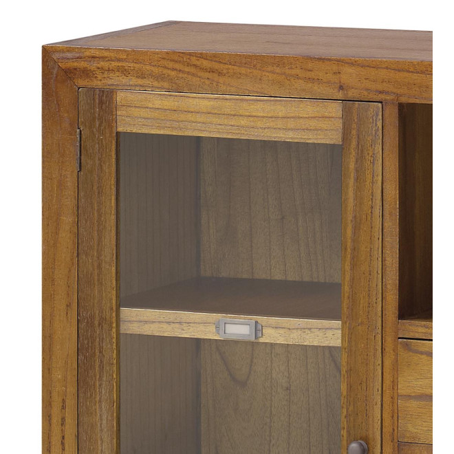 Vaisselier 2 Tiroirs Bois Bronze Marron 90x35x90cm