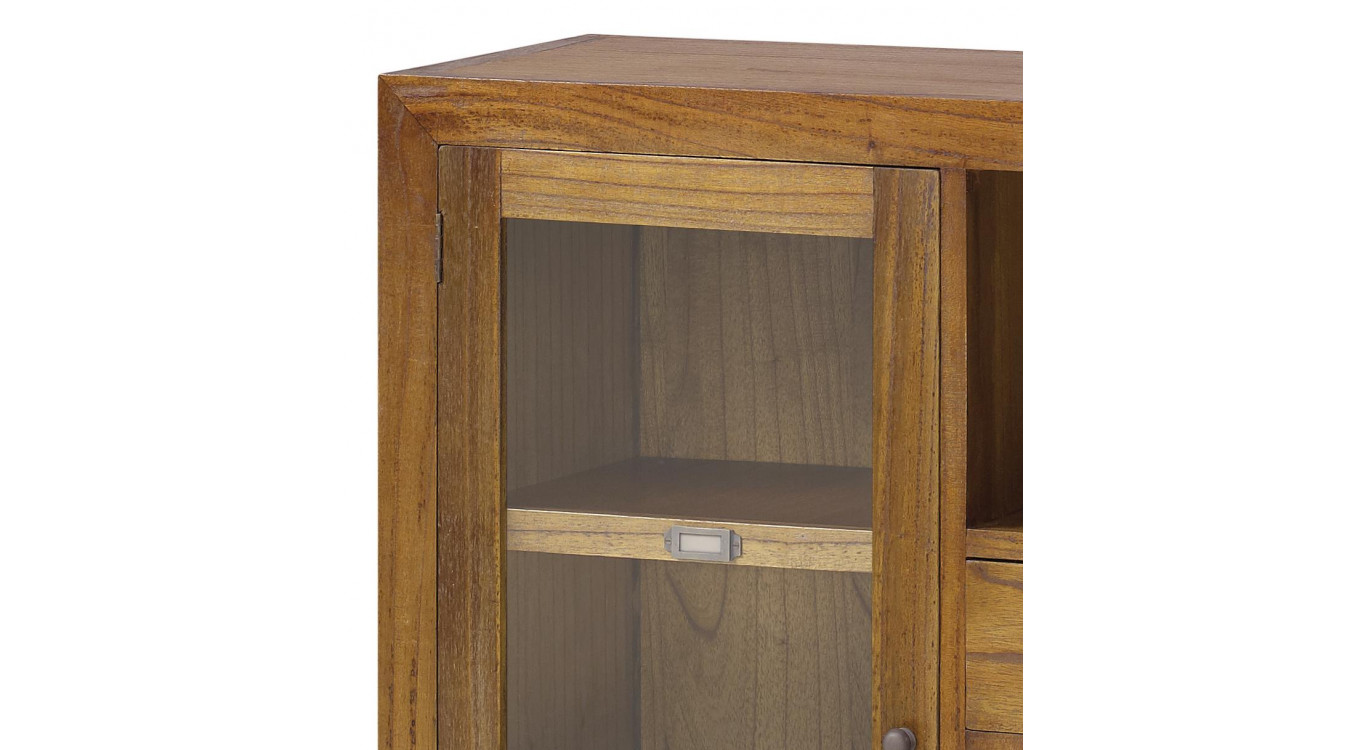Vaisselier 2 Tiroirs Bois Bronze Marron 90x35x90cm