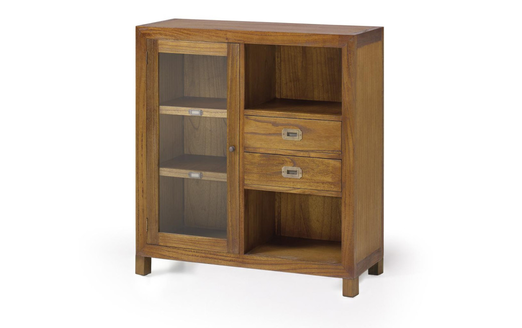 Vaisselier 2 Tiroirs Bois Bronze Marron 90x35x90cm