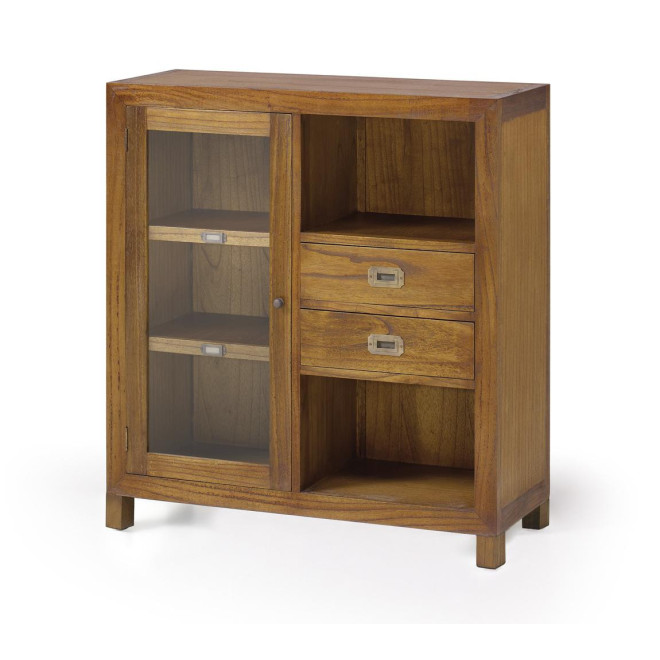 Vaisselier 2 Tiroirs Bois Bronze Marron 90x35x90cm