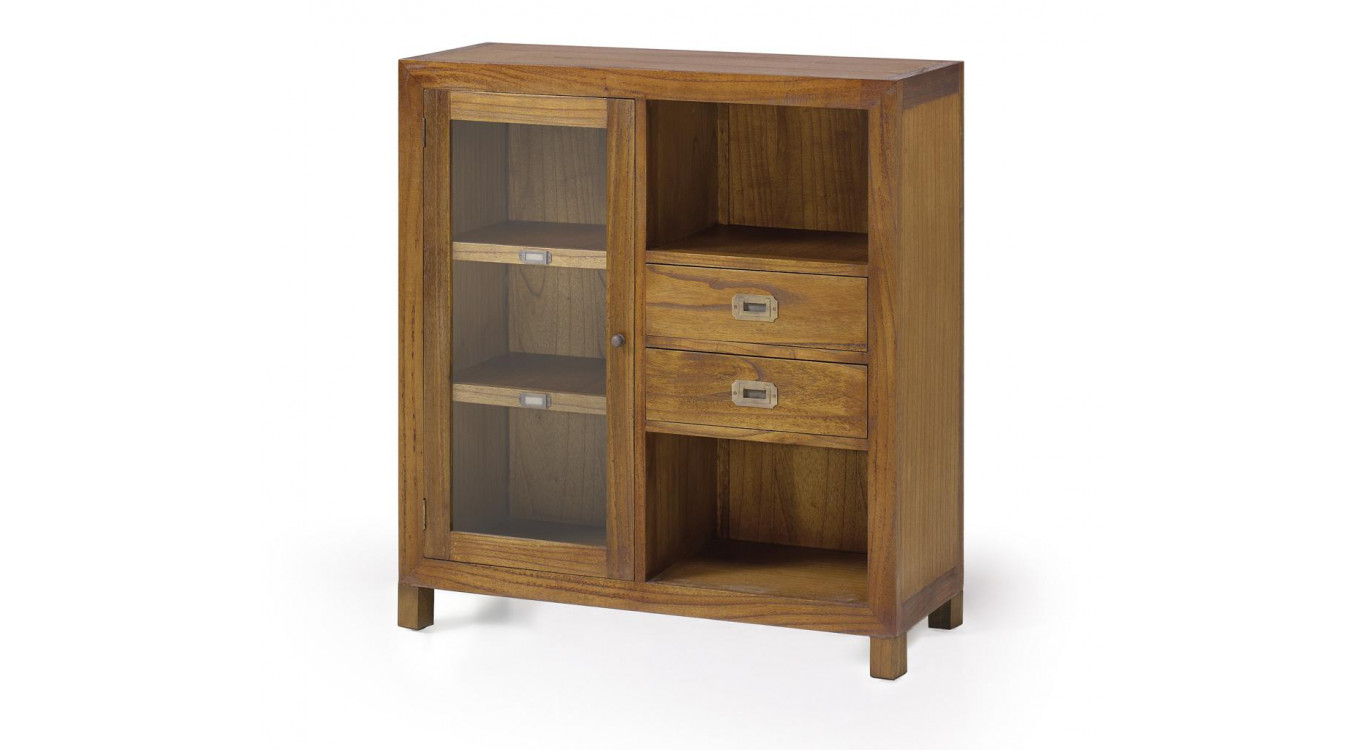 Vaisselier 2 Tiroirs Bois Bronze Marron 90x35x90cm