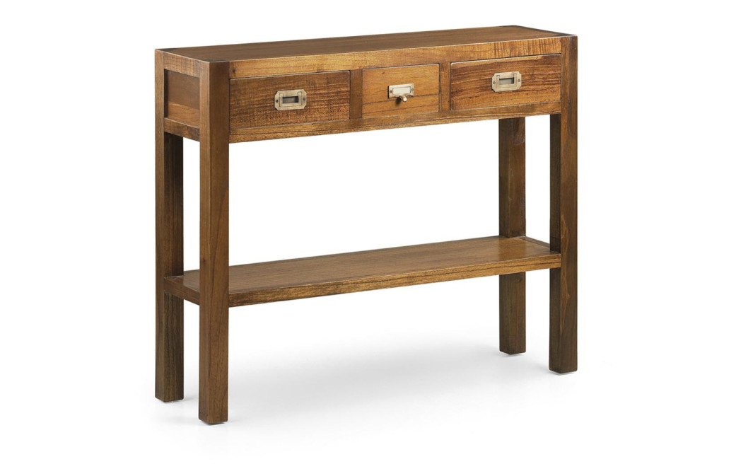 Konsole mit 3 Schubladen Holz Bronze Braun 95x27x80cm