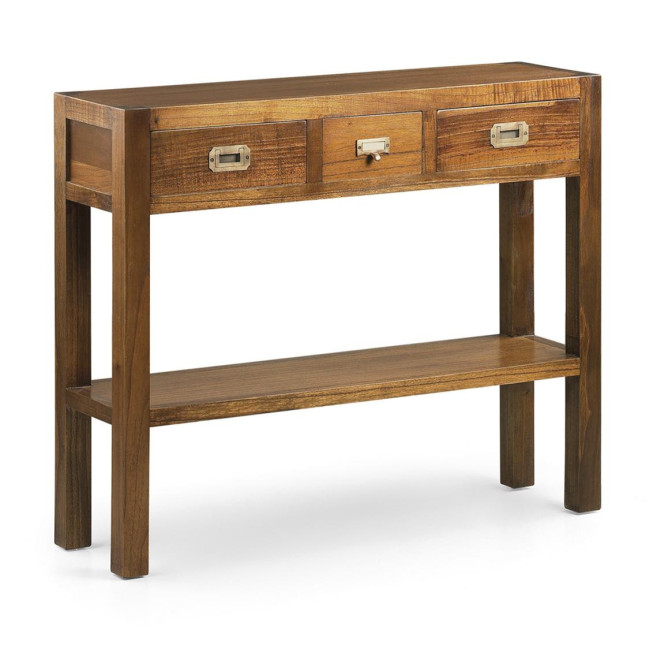 Konsole mit 3 Schubladen Holz Bronze Braun 95x27x80cm