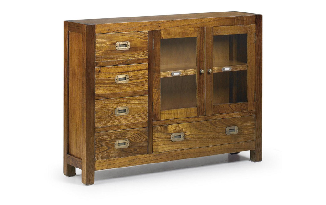Buffet 5 Tirois Bois Bronze Marron 107x27x80cm