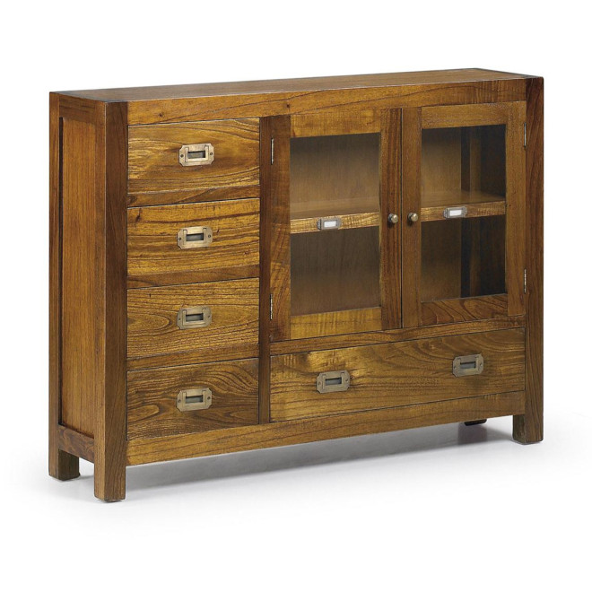 Buffet 5 Tirois Bois Bronze Marron 107x27x80cm