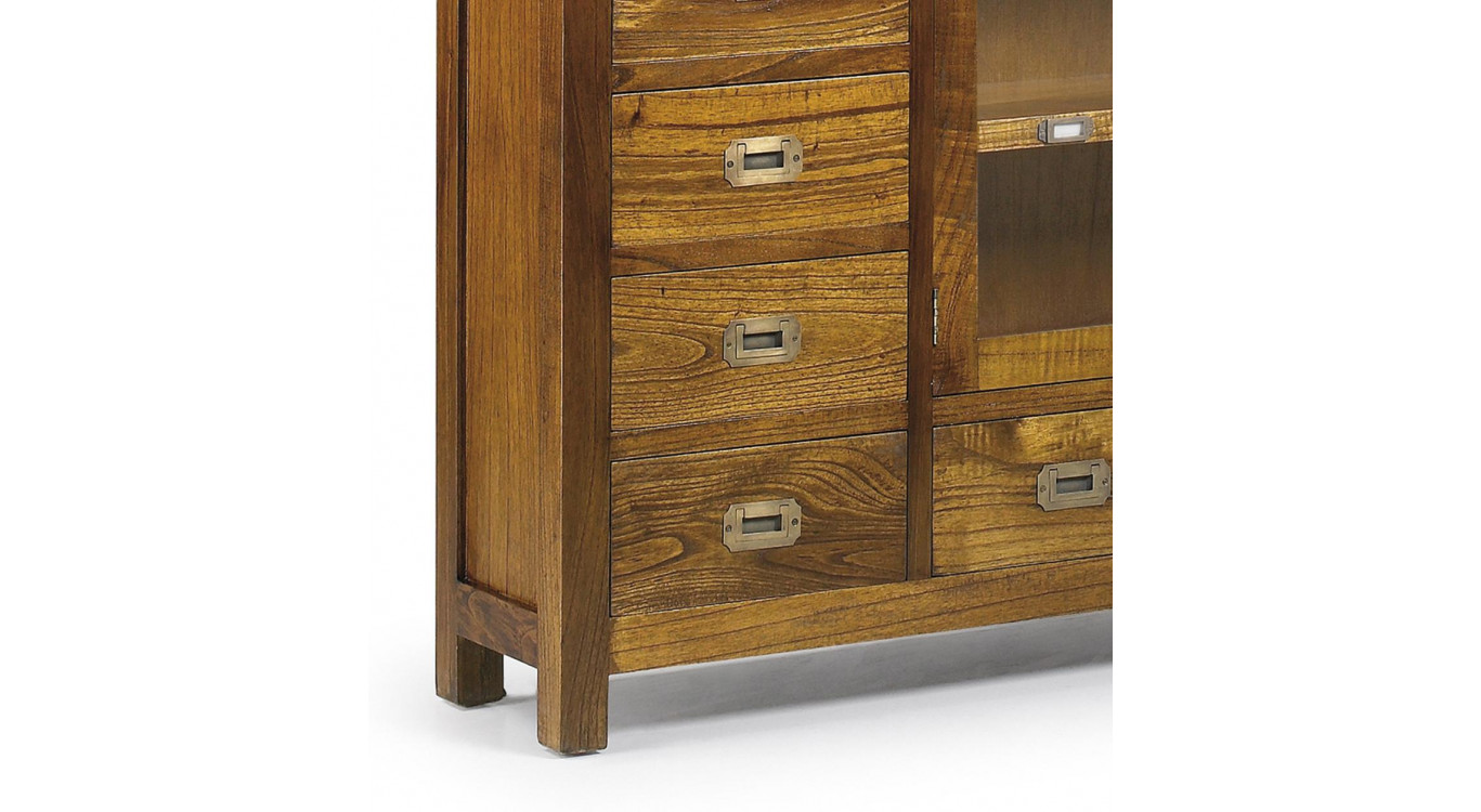 Buffet 5 Tirois Bois Bronze Marron 107x27x80cm