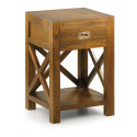 1Drawer Bedside Table Brown Bronze Wood 40x40x60cm