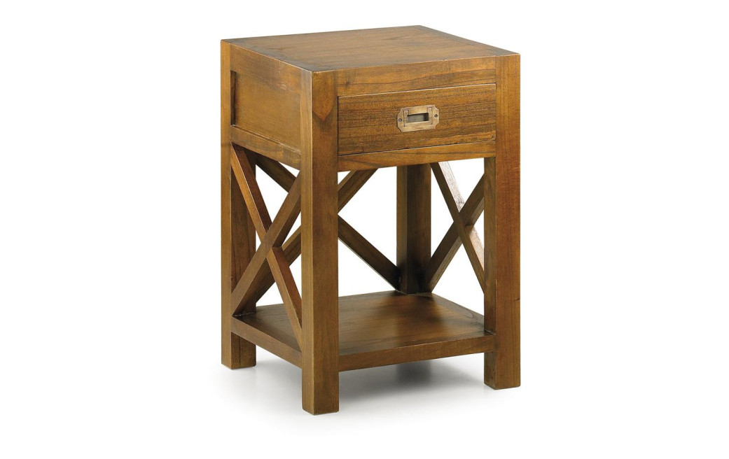 Table De Chevet 1 Tiroir Bois Bronze Marron 40x40x60cm