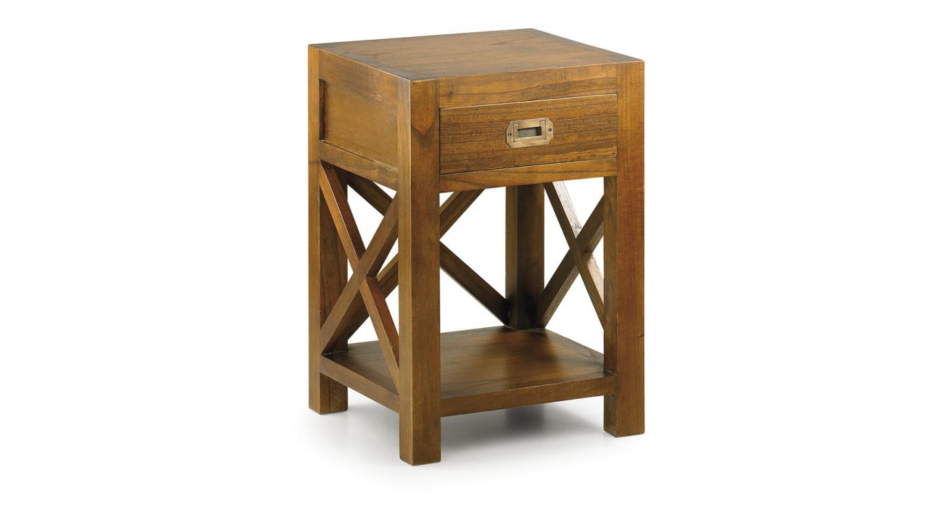 Table De Chevet 1 Tiroir Bois Bronze Marron 40x40x60cm