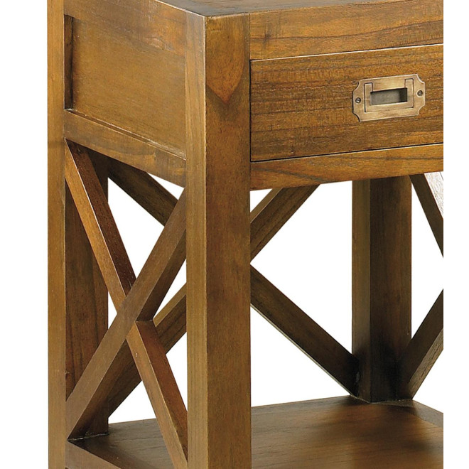 Table De Chevet 1 Tiroir Bois Bronze Marron 40x40x60cm