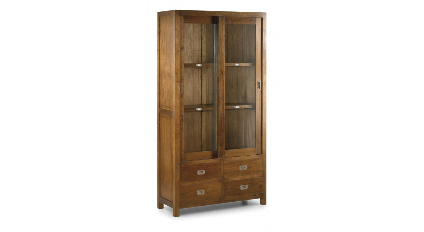 Vaisselier 4 Tiroirs Bois Bronze Marron 100x40x190cm