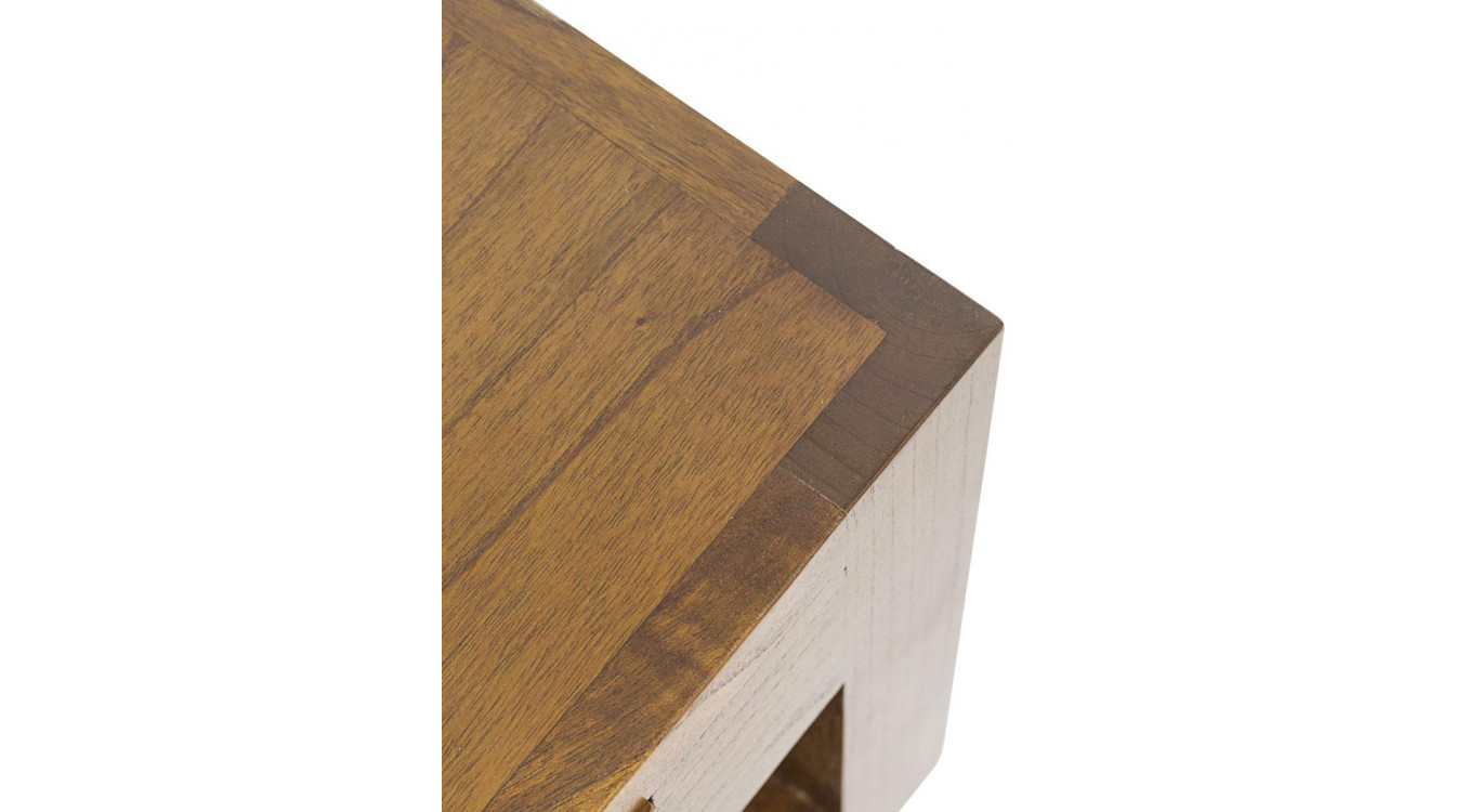Table Basse 2 Tiroirs Bois Bronze Marron 120x60x40cm