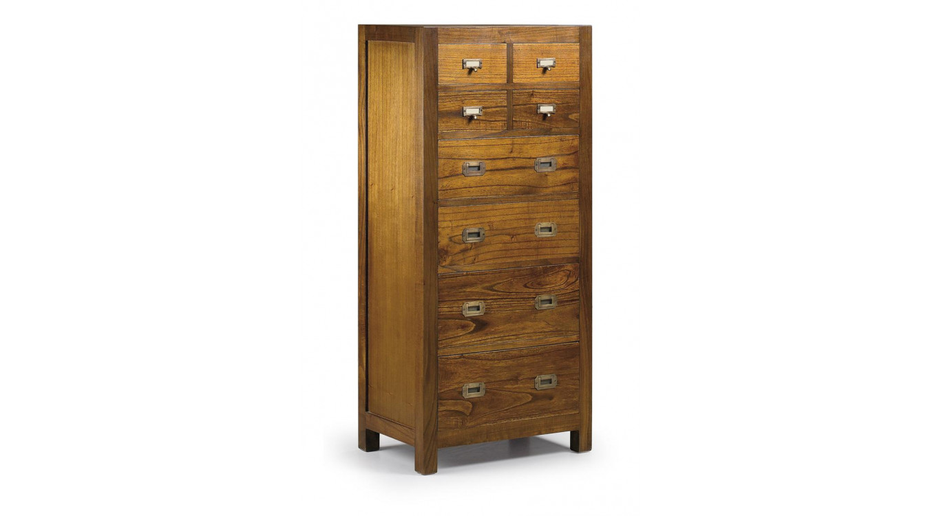 Chiffonnier 8 Schubladen Holz Bronze Braun 60x40x130cm