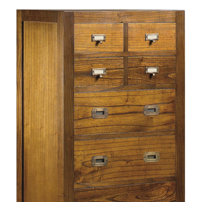 Chiffonnier 8 Schubladen Holz Bronze Braun 60x40x130cm