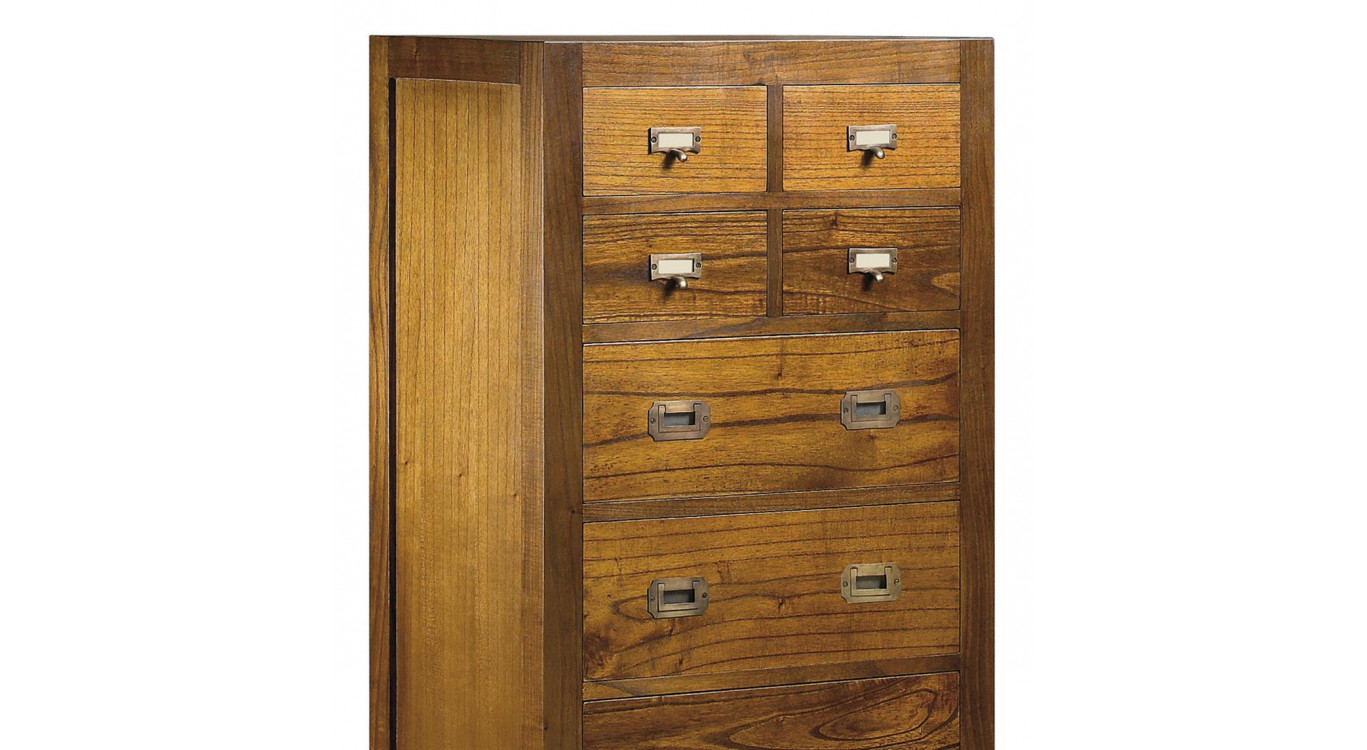 Chiffonnier 8 Schubladen Holz Bronze Braun 60x40x130cm