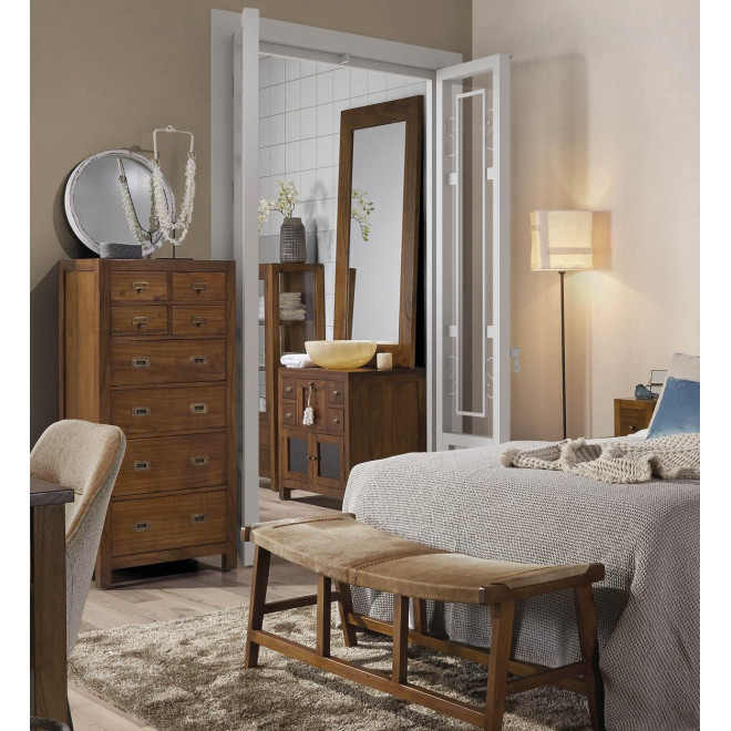 Chiffonnier 8 Schubladen Holz Bronze Braun 60x40x130cm