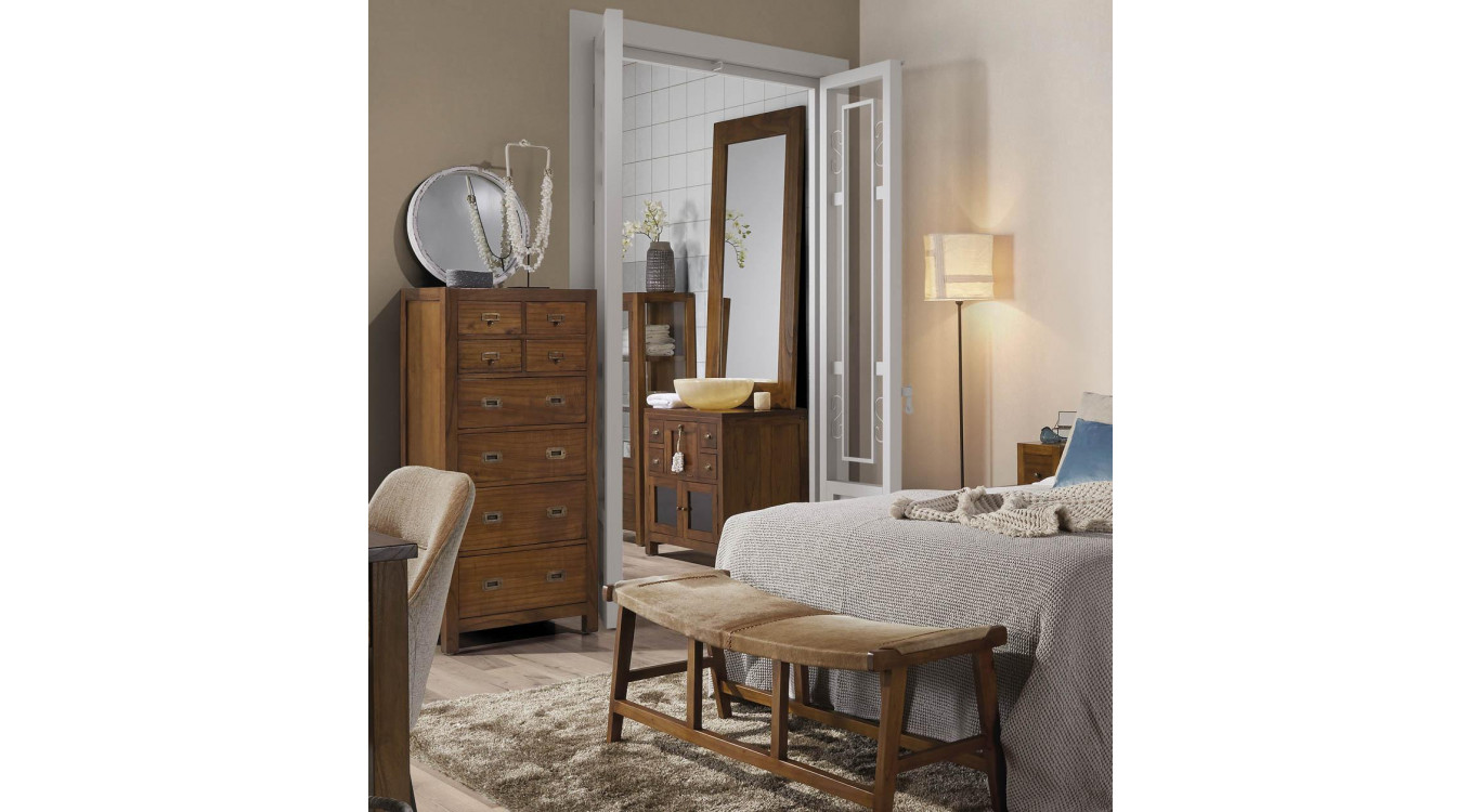 Chiffonnier 8 Schubladen Holz Bronze Braun 60x40x130cm