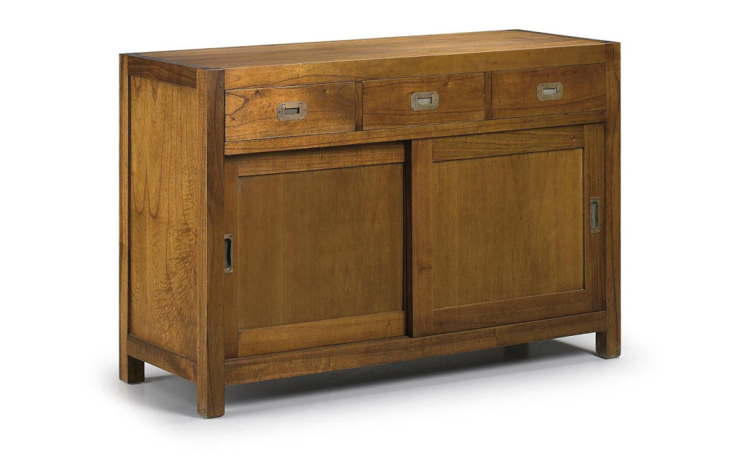 Buffet 3 Tiroirs Bois Bronze Marron 120x50x80cm