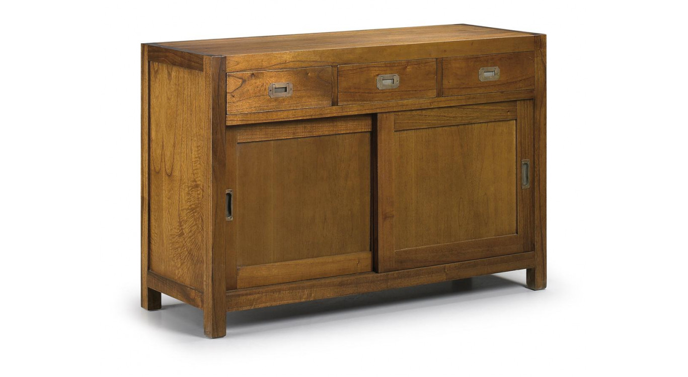 Buffet 3 Tiroirs Bois Bronze Marron 120x50x80cm