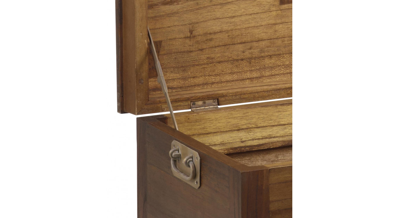 Coffre 2 Tiroirs Bois Bronze Marron 90x45x50cm