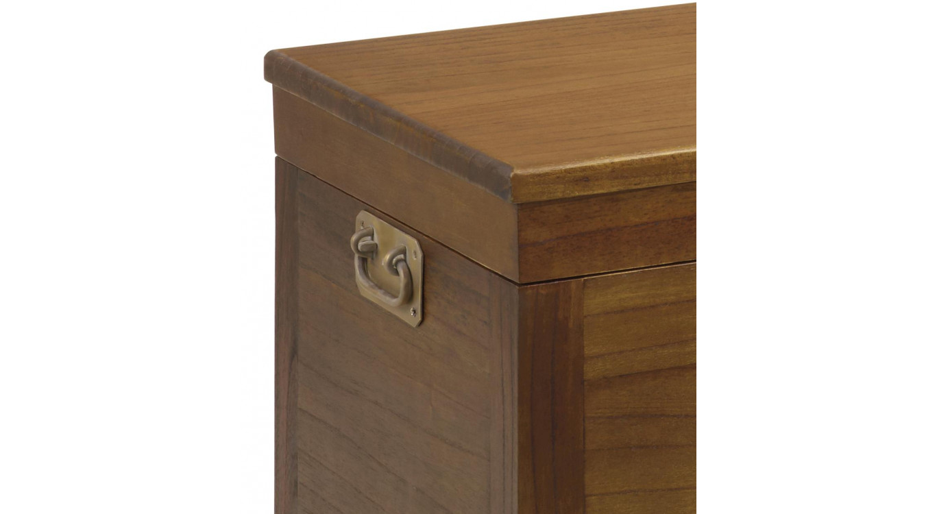Coffre 2 Tiroirs Bois Bronze Marron 90x45x50cm