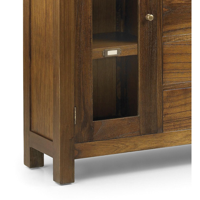 Buffet 7 Tiroirs Bois Bronze Marron 115x27x90cm