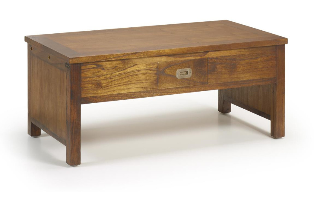 Table Basse 2 Tiroirs Bois Bronze Marron 110x56x45cm
