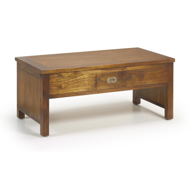 Table Basse 2 Tiroirs Bois Bronze Marron 110x56x45cm
