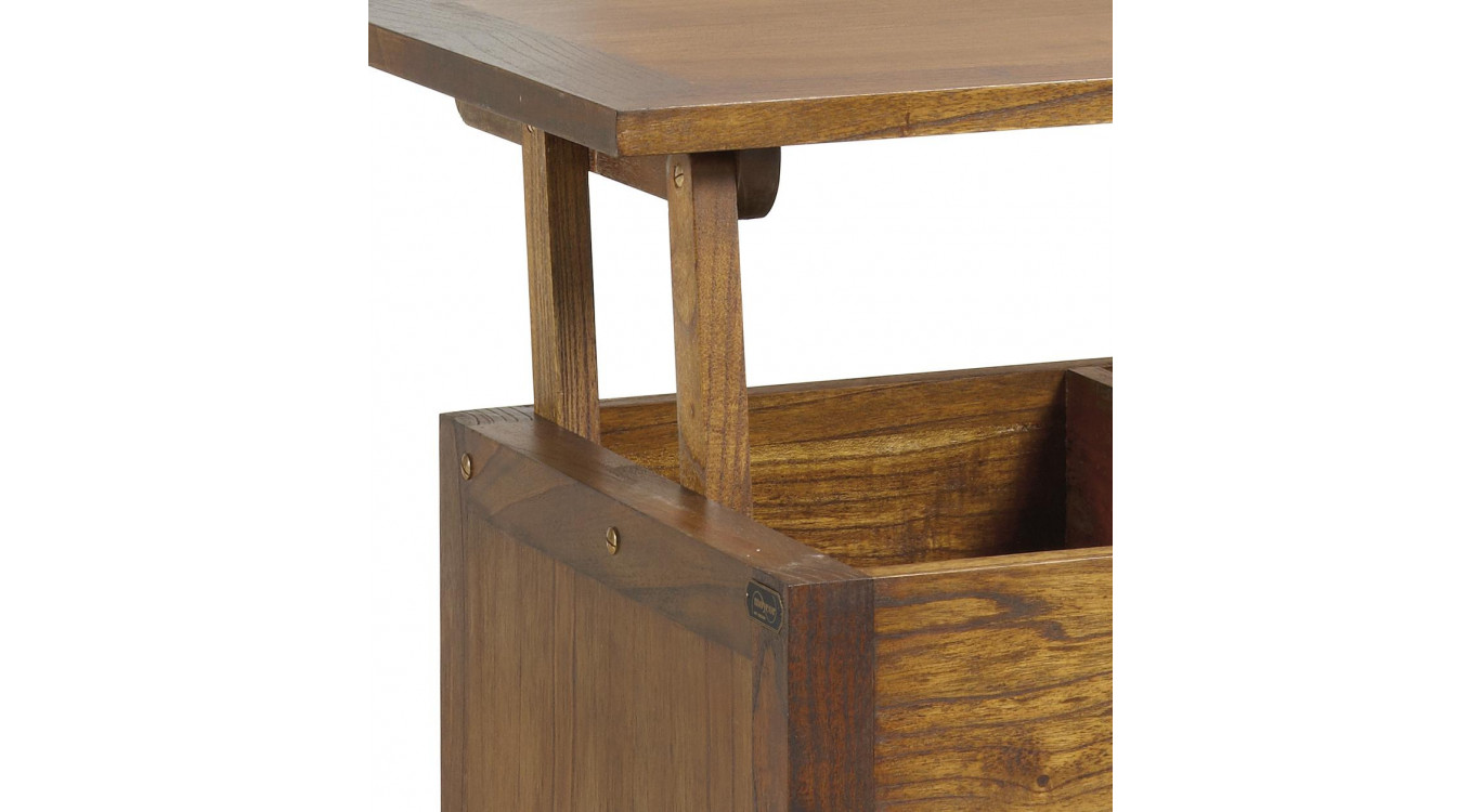 Table Basse 2 Tiroirs Bois Bronze Marron 110x56x45cm