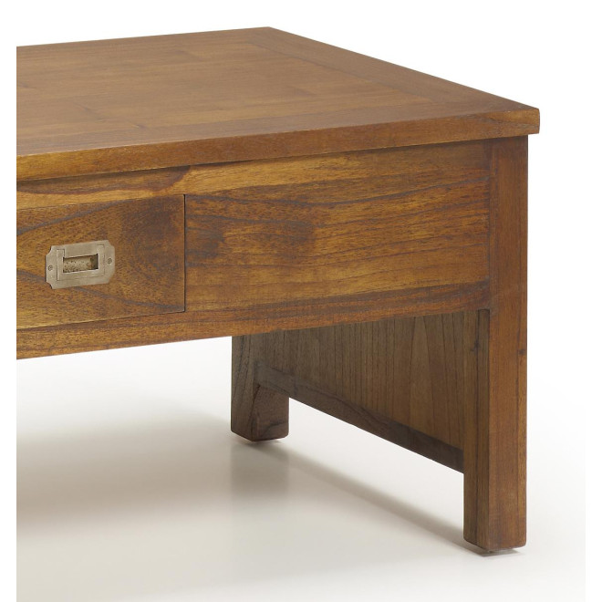 Table Basse 2 Tiroirs Bois Bronze Marron 110x56x45cm